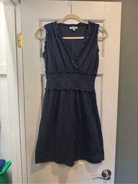 Max Studio Navy and White Striped Sleeveless Wrap Dress size small